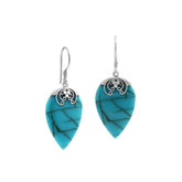 AE-1118-TQ Sterling Silver Fancy Shape Earring With Turquoise Jewelry Bali Designs Inc